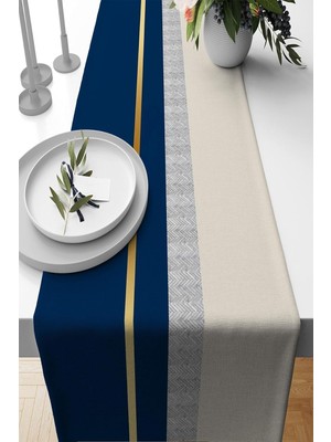 Shopwave Viva Lacivert Tay Tüyü Dokuma Tutmaz Kumaş Masa Örtüsü Runner 40X140CM RNR489