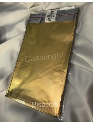 Shopwave Bisaccia Tek Renk Gold Hediye Paketi Metalize Poşet Bantlı Gift Wrap 15X25 cm - 1 Paket 100 Adet (A