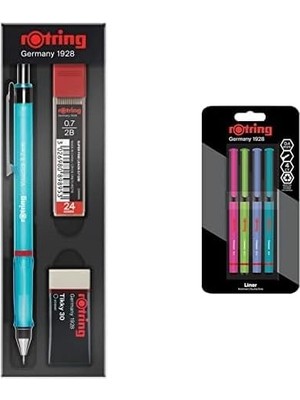 Shopwave Rotring Visuclick Versatil Kalem 3’lü Okul Seti + Rotring Fineliner, Ince Keçe Uçlu Kalem 0.4 Mm, 4