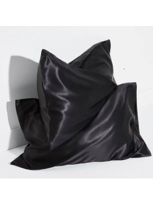 Shopwave Ipeksi Zarafet | Ipek Saten Yastık Kılıfı Seti - 50X70 cm | Lüks Konfor Şıklık (Siyah, Standart)
