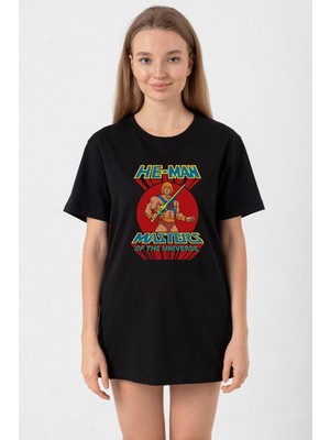 He Man Masters Of The Universe Siyah Kadın Oversize Tshirt
