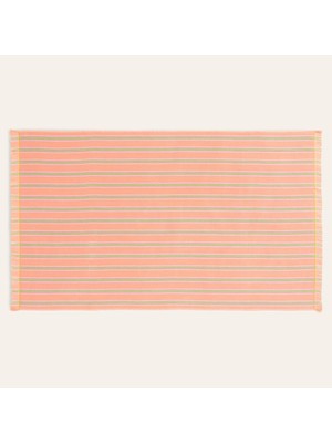 Shopwave Vıseu Saçaklı Jakarlı Çizgili PAMUK%100 Pamuk Plaj Havlusu 90X150 cm Somon