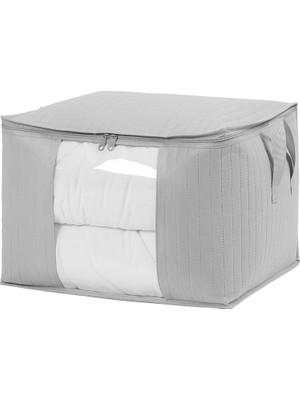 Shopwave Textile Orta Boy Pvc Pencereli Gri Renk Kapitone Hurç 45 x 40 x 30 cm