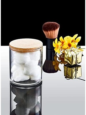Ahşap Görünümlü Kapak 3'lü Organizer Set, Modern Pamukluk Düzenleyici Şık 3'lü Pamukluk Set - Şık ve Fonksiyonel Ahşap Görünümlü Kapaklı - Mutfak ve Banyonuzu Düzenleyin!