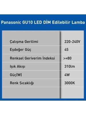 GU10 LED Dim Lamba 4W 310LM 3000K