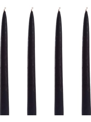 Shopwave Petekoğlu Balmumu Mum 4 Adet Standart Şamdan Mumu 25CM Boy 2cm Kalınlık Siyah Dekoratif Mum (Siyah)
