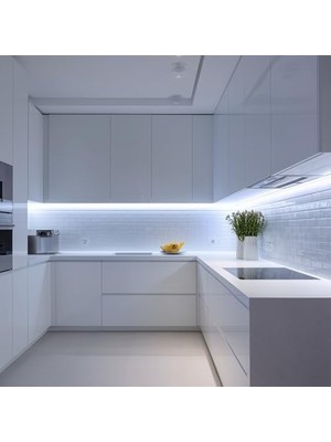 5 Metre Beyaz Şerit LED Kumandalı Dimmer Anahtar Tak Çalıştır Hazır Set Adaptör Dahil, Açma-Kapama, Parlaklık Ayarı Yapılabilir, Mutfak, Tezgah, Dolap Içi, Ayna, Tv Ünitesi Aydınlatma