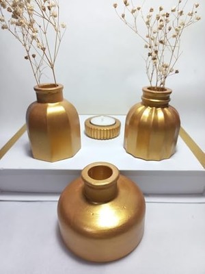 Modern Minimal Vazo Set 3'lü, Ev & Ofis Hediyelik, Dekoratif Obje, Beyaz