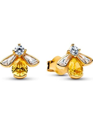 Poseidons Jewellery Gold Renk Bal Arısı Iğne Küpeler