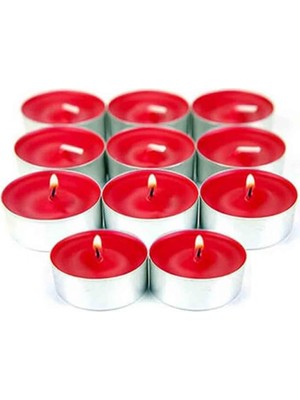 Büyük Pazar Store Dekoratif Kırmızı Renkli Tealight Mum, 10'lu Paket
