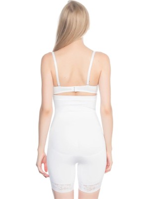 Beyaz Mı Emay 2027 Yüksek Bel Dantelli Paçalı Korse