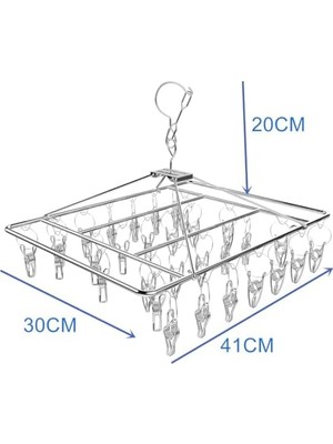 Büyük Pazar Store 30 Mandallı Metal Çorap Kurutma Askısı, Paslanmaz Çelik Dikdörtgen Çamaşır Kurutma Rafı, Iç Çamaşırı, Sütyen, Bebek Kıyafeti ve Küçük Çamaşırlar Için Yer Tasarruflu Damlama Askısı