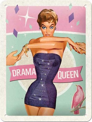 Büyük Pazar Store Nostalgic Art Drama Queen Kabartmalı Metal Duvar Panosu