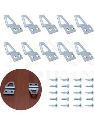 Mr.bracket 10 Ad. Tablo Kancası Kıvrık Model - Metal Çerçeve Askısı Aparatı - Vidalı Fotoğraf Resim Asma Kancası