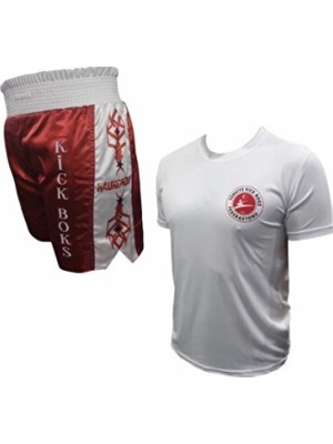 Empressco Beyaz Kickboks Şortu ve Tişörtü Ikili Set Spor Giyim