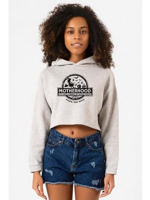 Tshirthane Motherhood Witch Grimelanj Kadın Crop Kapşonlu