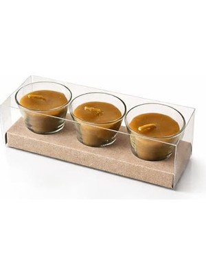 Büyük Pazar Store Balmumu Mum, 50 ml Cam Bardak Tealight Mum, 3X16 Saat Yanma Süresi, Doğal Bal Mumu, Sarı, 3'lü Paket Tealight