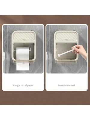 Aksesuarcı Kompakt Tasarım Banyo Tuvalet Kağıdı Saklama Kutusu, Delik Delmeden Kolay Montaj (Yeşil)