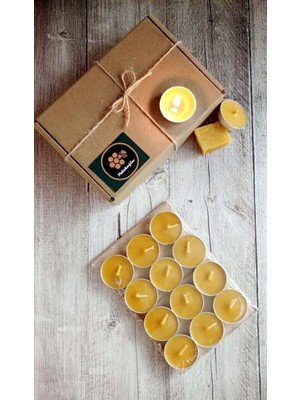 Gizmur Store (12 Adet) Tealight Doğal Petek Balmumu Mum Ekonomik Boy (8gr) Beeswax Candle