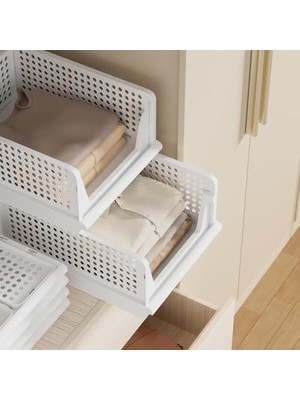 3 Adet Kayar Raf Elbise Dolap Içi Organizeri, Mutfak, Banyo, Çocuk Odası, Garaj ve Ardiye Için Üst Üste Dizilebilir Ünite, Kayar Raf Dolap Içi Kıyafet, Ev Aksesuarı Düzenleyici (Toprak)
