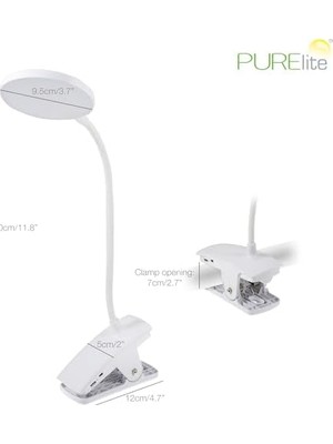 Gizmur Store Şarj Edilebilir Klipsli Lamba - Masa Lambası ve Masa Lambası, LED Esnek Işık, Ayarlanabilir Boyun ve Kelepçe Dahil, Okuma, Iğne Işi, Dikiş, El Işi Için Doğal Gün Işığı Ampulleri