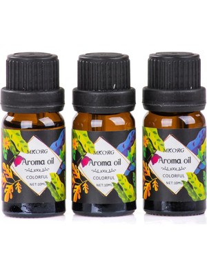 Gizmur Store 3’lü Esansiyel Uçucu Yağ 3X10ML Colorful Kokulu Buhurdanlık Yağı Set, Difüzör, Banyo ve Oda Kokusu