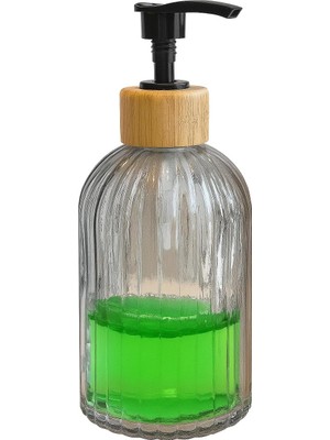Gizmur Store Zbern Cam Sıvı Sabunluk – Doğal Bambu Başlıklı | Şeffaf Cam Gövde | Banyo, Mutfak ve Lavabo Üstü Kullanım Için Modern Pompalı Sabun Dispenseri 300 ml