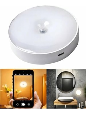 Gizmur Store Forlife USB Şarjlı Hareket Sensörlü Otomatik 8 LED Aydınlatma Işık Mıknatıslı Koridor, Banyo, Dolap, Merdiven, Gece Lambası, Mutfak, Balkon Dekorasyonu, Amber Renk 4000K Günışığı Delme Gerektirmez (1)