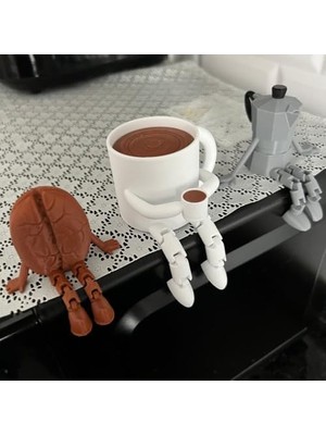 Kahve Dekoratif Biblo Seti, 3 Parça, Moka Pot, Kahve Çekirdeği ve Fincan, Masaüstü Süs