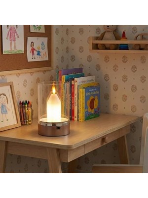 Gizmur Store Hareket Sensörlü, Dim Edilebilir, Mum Efektli Günışığı Rengi Şarjlı Masa Lambası Cata, CT-8432