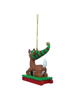 Gizmur Store Department 56 Rudolph Kırmızı Burunlu Ren Geyiği Kızağa Binen Asılan Süs, 2,95 Inç, Çok Renkli