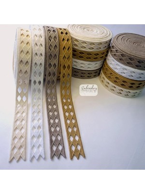 Gizmur Store Baklava Desenli Şerit Nakış Model | Nakış Aksesuar (Gold)