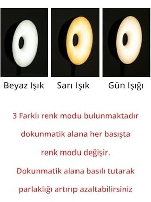 Gizmur Store Şarzlı Masa Lambası Dekoratif Ledli Masa Lambası Dokunmatik Masa Lambası 3 Mod Dimmerli
