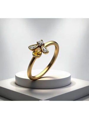 Poseidons Jewellery Gold Renk Bal Arısı Zirkon Yaşlı Yüzük