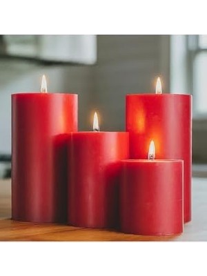 Silindir Mum 10 x 30 cm Dev Büyük Kütük Mum Kırmızı Kırmızı