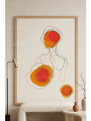 Tontilika Soyut Siluetler Minimalist 1. Kalite Ahşap Çerçeveli Tablo