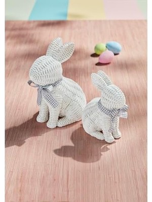 Hype Store Mud Pie Hasır Reçine Tavşan, Beyaz