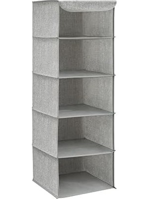 Hype Store Asılı Raf, Elbise Dolabı Düzenleyici, Askılı Muhafaza, Kıyafetler Için, Yer Tasarrufu Sağlar ve Katlanabilir, Metal Kanca, Bambu Eklentiler, Keten Benzeri Doku, Açık Gri RCH005W01