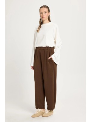 Minaaise Kadın Indigo Oversize Modal Kumaş Yumuşacık Pantalon 30004