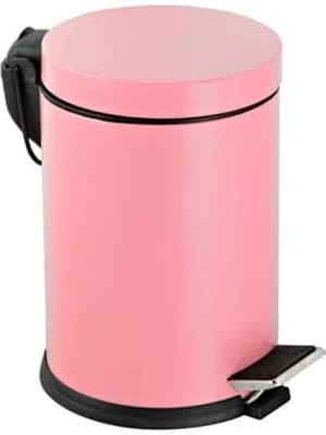 Hype Store Premium Serisi 3 Litre Hacimli Paslanmaz Banyo-Mutfak Pedallı Çöp Kovası Pembe