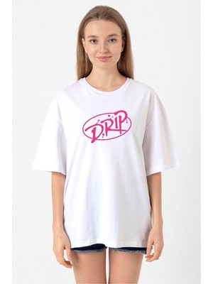 Babymonster Drip Beyaz Kadın Oversize Tshirt