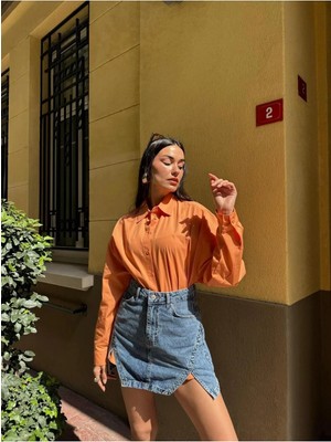 Minaaise Oranj Geniş Kesim Basic Gömlek 27202