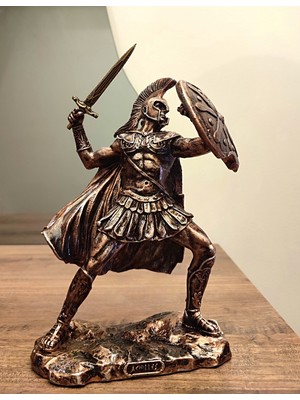 Antioch Art and Design Truva Savaşçısı Achilles Biblo 24 cm Özel Tasarım Dekoratif Heykel Ev ve Ofis Dekoru Hediyelik