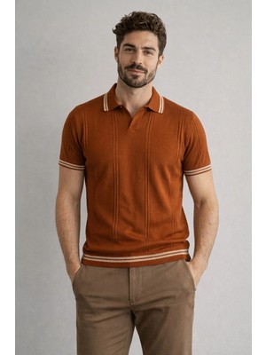 Karel Butik Erkek Kiremit Regular Fit Polo Yaka Tişört
