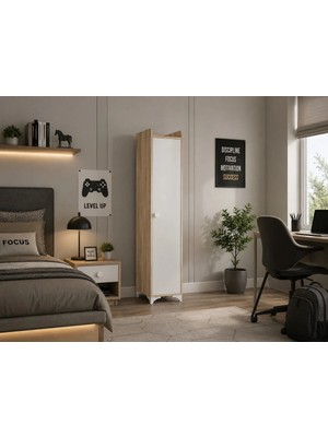 Tek Kapaklı Ergonomik Gardrop Genç Odası Dolabı
