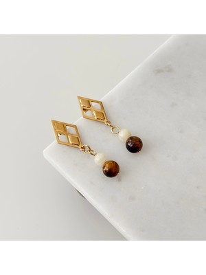 Vesce Atelier Bronze Glow Doğal Taş Küpe