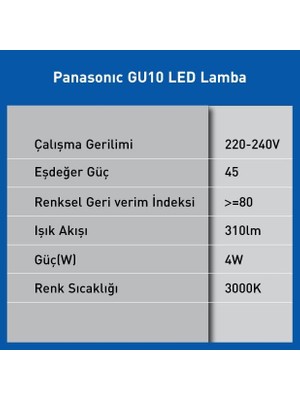 Mabelme Store LED GU10, Sıcak Beyaz Işık 4W 310LM 3000K 60°