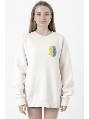 Tshirthane Sarı Lacivert Parmak İzi Beyaz Kadın 2ip Sweatshirt