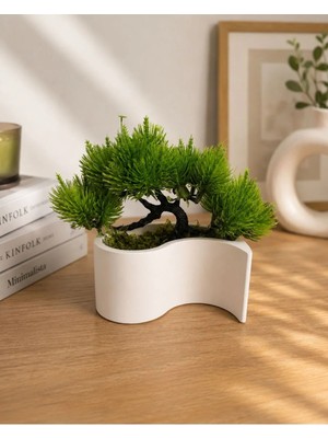 Lineva Yapay Bonsai Dekoratif Saksı Bitkisi 16X16 cm Minimalist Ev Ofis Dekoru