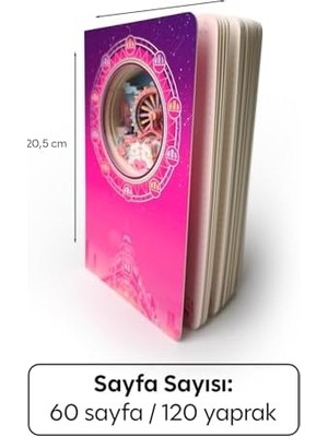 Dönme Dolap Temalı 3D Stereo Katmanlı Oyma Sayfalı Defter Ajanda Bloknot 20,8 x 14 cm 120 Yaprak